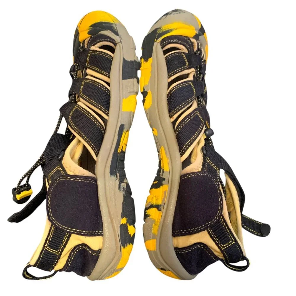 Keen‎ Mens Water Sandals Shoes Straps Closed Toe Yellow Black Outdoor Footwear